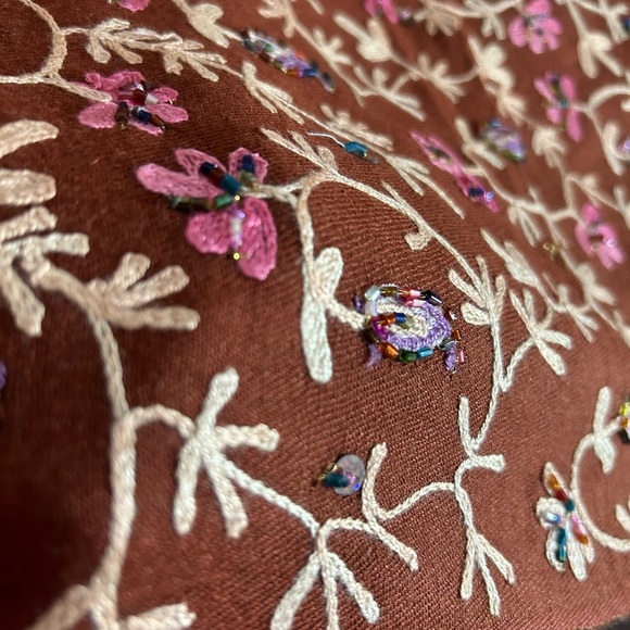 Chic Boho Floral Shawl in Rich Hues Beaded Embroidered - Picture 13 of 16